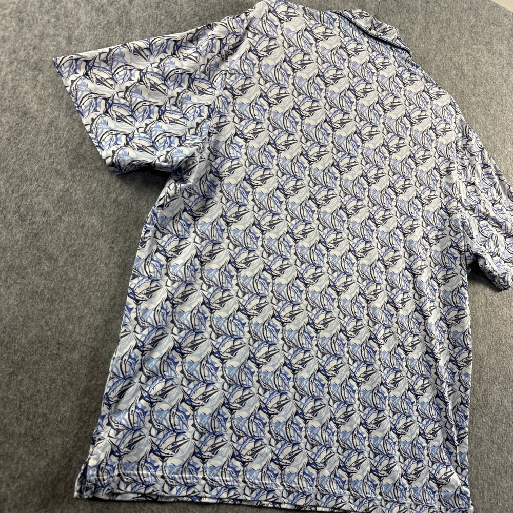 Cremieux Performance Men's L Blue White Marlin Fish Print Nautical Polo - Picture 10 of 12